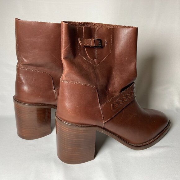 Aquatalia Evette Brown Leather Mid-Calf Boots - Picture 7 of 8